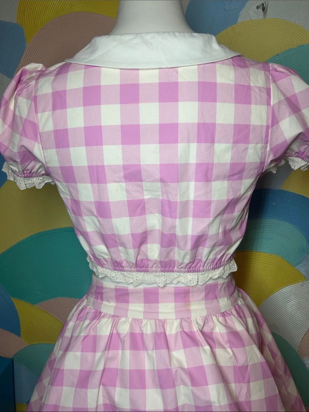 Sugar Thrillz Pink and White Gingham Crop Top & Skirt Set Sz S